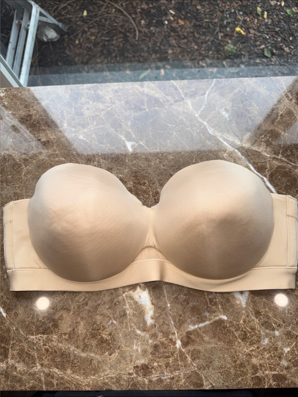 Cacique Strapless Smooth Molded Cup Bra in Nude Beige